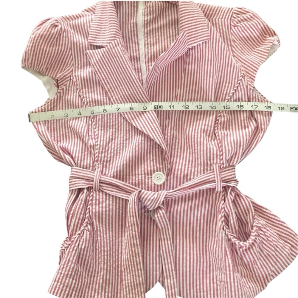 Red & white stripe lightweight short sleeve top - Size Large - Picture 5 of 6